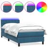 vidaXL Letto a Molle con Materasso e LED Blu Scuro 100x210 cm in Velluto