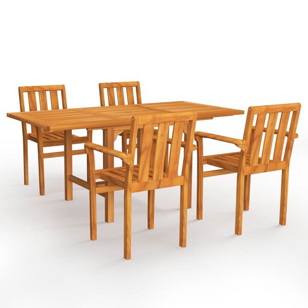 vidaXL Set da Pranzo da Giardino 5 pz in Legno Massello di Teak