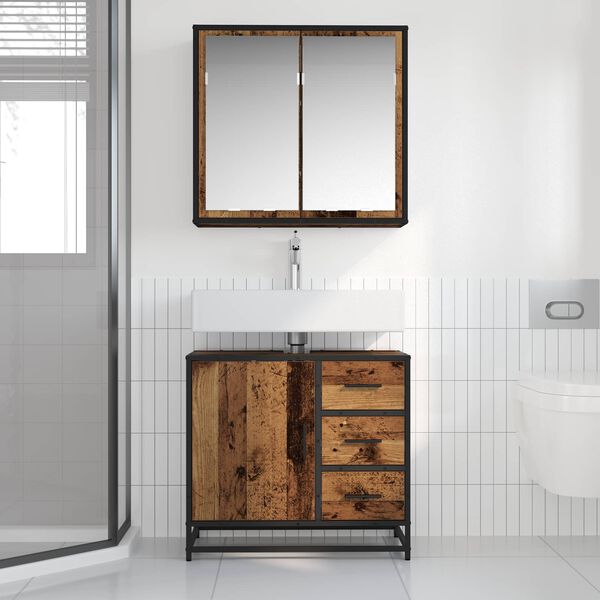 vidaXL Set di mobili per il bagno con cassetto 2 pcs Legno vecchio