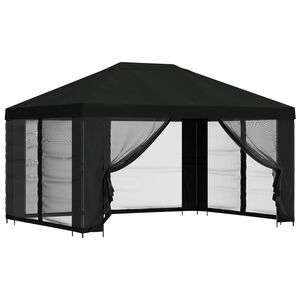 vidaXL Gazebo con pareti laterali 4 &times; 3 m Nero Poliestere e Acciaio