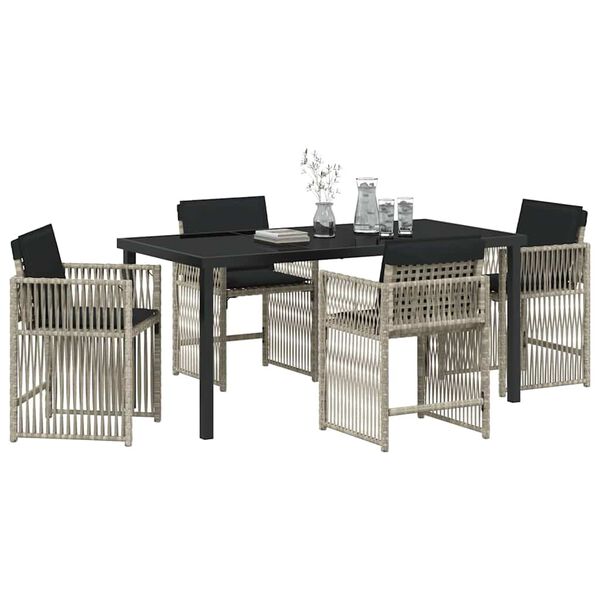 vidaXL Set da Pranzo per Giardino 5 pcs Grigio chiaro polyrattan