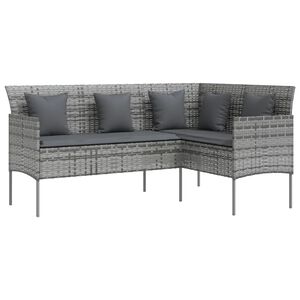 vidaXL Divano a Forma di L con Cuscini in Polyrattan Grigio