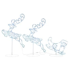 vidaXL Decorazione Slitta Renne in Acrilico 260x21x87cm Bianco Freddo