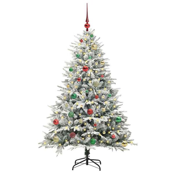 vidaXL Albero di Natale Artificiale Pre-illuminato con Set di Palline