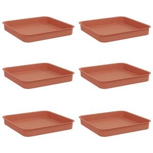 vidaXL Vassoio Quadrato per Fiori 6 pz Rosso Mattone 15 x 15 x 2 cm
