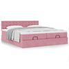 vidaXL Struttura Letto Pouf con Materassi Rosa 160x200 cm Velluto
