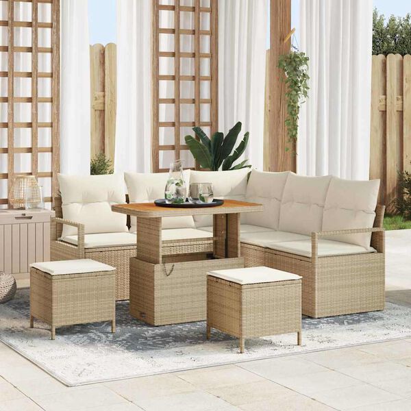 vidaXL Set Divano da Giardino con cuscino 8 pcs Beige polyrattan