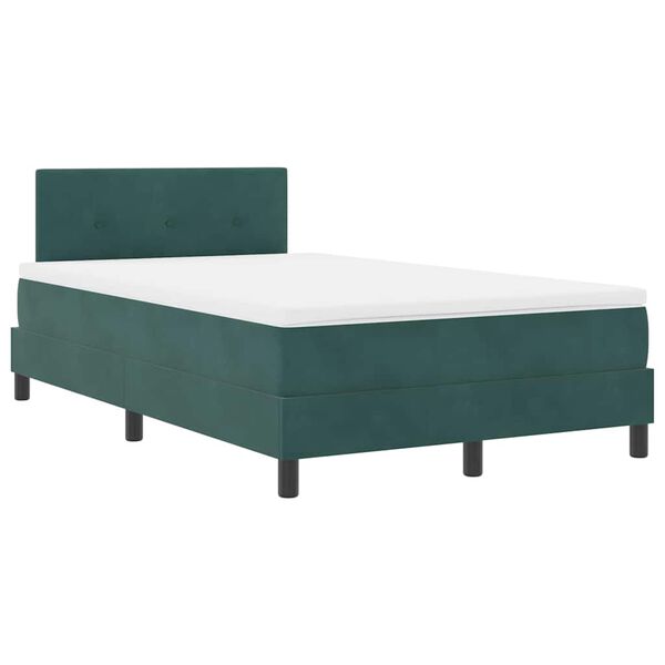 vidaXL Letto a Sorgente LED con led Verde Scuro 120 x 190 cm Velluto