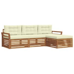 vidaXL Set di divani da esterno Naturale e Crema 254 x 162,5 x 73 cm
