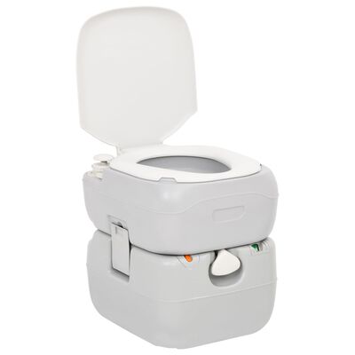 vidaXL Toilette da Campeggio Portatile Grigia e Bianca 22+12 L in HDPE