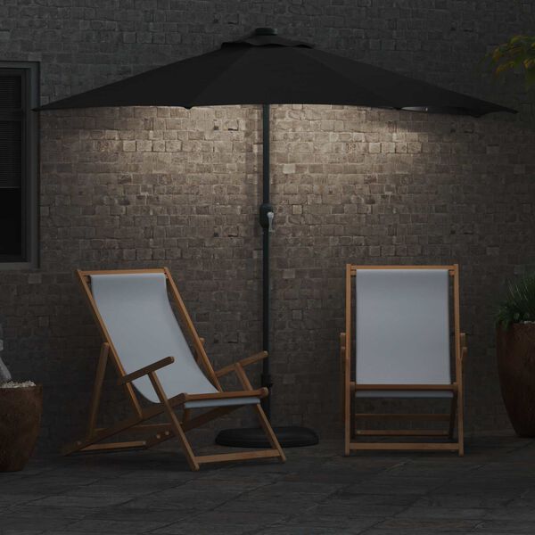 vidaXL Ombrello da giardino Nero 294 x 150 x 224 cm