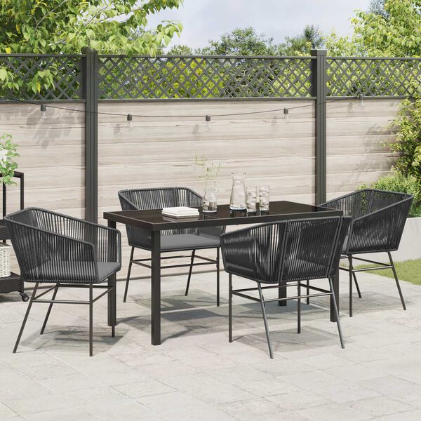 vidaXL Set da Pranzo per Giardino con cuscino 5 pcs Nero