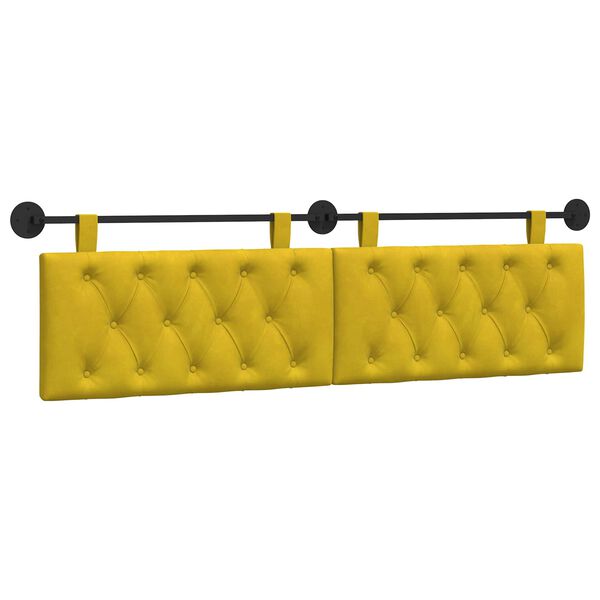 vidaXL Testata appesa Giallo 170 x 55 x 7 cm Velluto