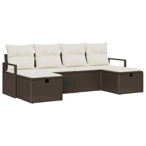 vidaXL Set di divani con cuscino 6 pcs Marrone e Crema polyrattan