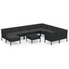 vidaXL Set Divani da Giardino 11 pz con Cuscini in Polyrattan Nero