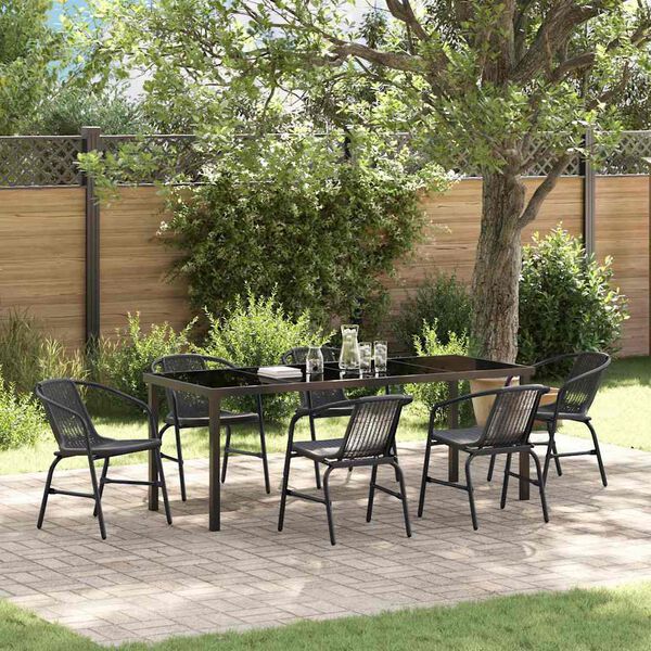 vidaXL Set da Pranzo per Giardino 7 pcs Nero