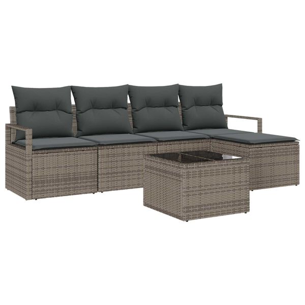 vidaXL Set di divani con cuscino 6 pcs Grigio chiaro polyrattan