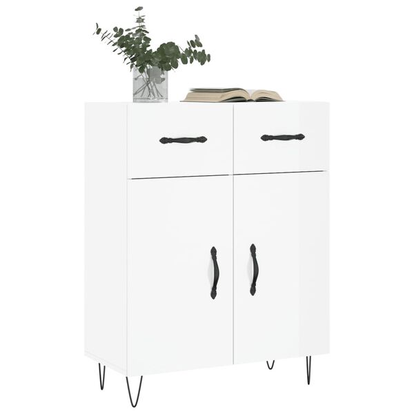 vidaXL Credenza 69,5x34x90 cm in Legno Multistrato Bianco Lucido