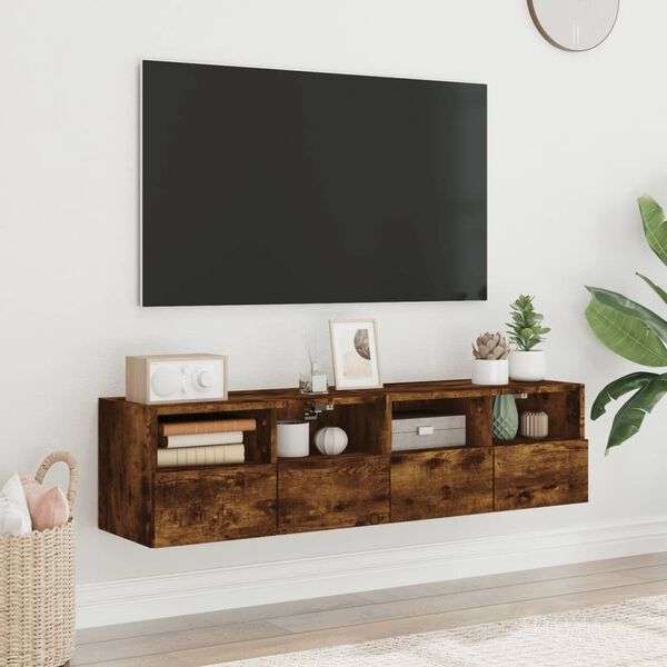 vidaXL Mobili TV a Muro 2 pz Rovere Fumo 60x30x30 cm Legno Multistrato