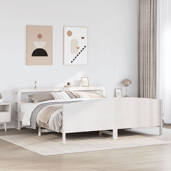vidaXL Letto senza Materasso Bianco 180x200 cm Legno Massello di Pino