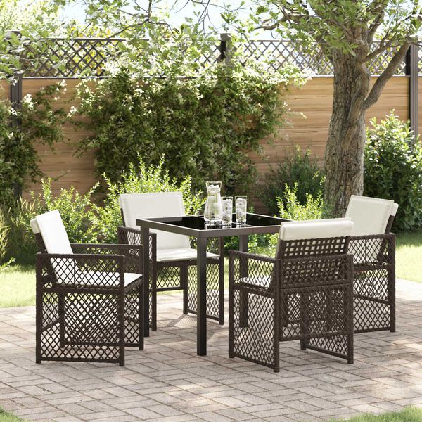 vidaXL Set da Pranzo per Giardino 5 pcs Marrone polyrattan