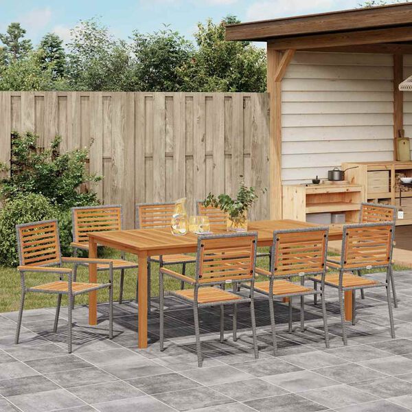 vidaXL Set da Pranzo per Giardino 9 pcs Grigio