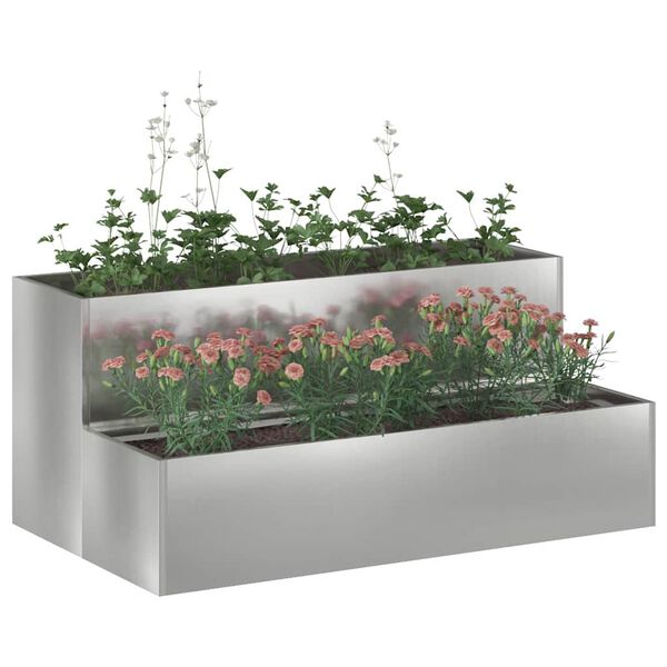 vidaXL Vaso da giardino Argento 100 x 60 x 45 cm Acciaio zincato