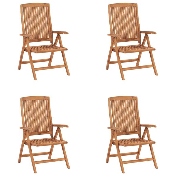 vidaXL Sedie Reclinabili da Giardino con Cuscini 4 pz Massello di Teak