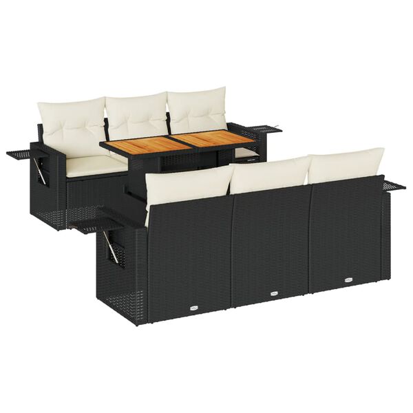 vidaXL Set Divani da Giardino con Cuscini 7pz Nero Polyrattan