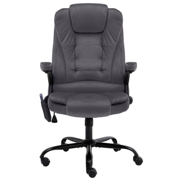 vidaXL Sedia da Ufficio Massaggiante Grigio Scuro in Velluto