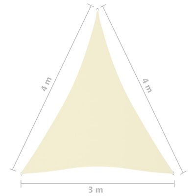 vidaXL Parasole a Vela Oxford Triangolare 3x4x4 m Crema