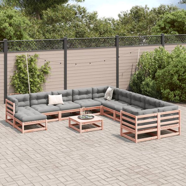 vidaXL Set Divani Giardino 12 pz Cuscini Legno Massello Abete Douglas