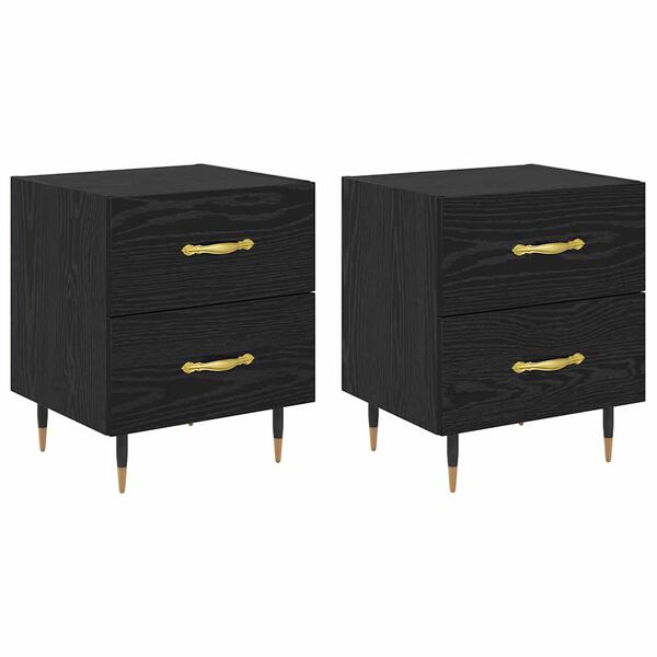 vidaXL Armadio da Notte 2 pcs Rovere Nero 40 x 35 x 47,5 cm
