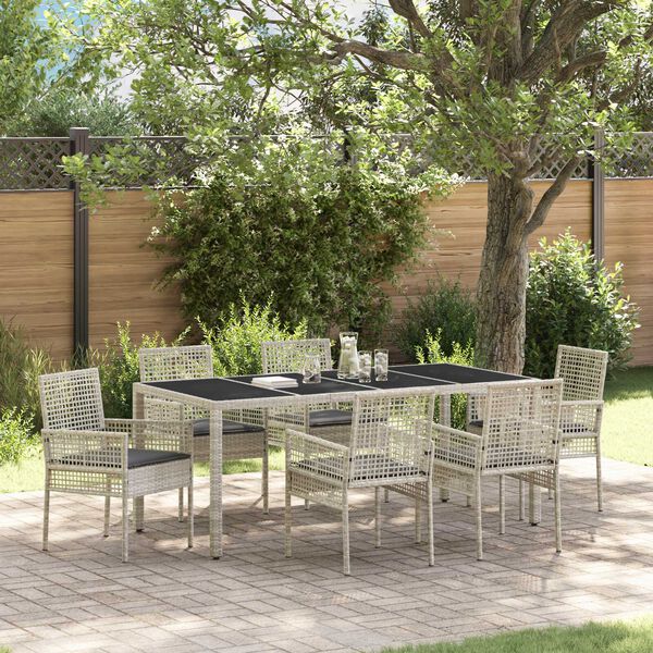 vidaXL Set da Pranzo per Giardino 7 pcs Grigio chiaro polyrattan