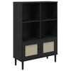 vidaXL Credenza SENJA Aspetto Rattan Nero 90x35x130 cm Legno Pino