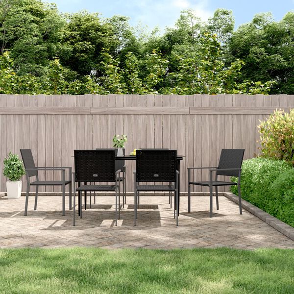 vidaXL Sedie da Giardino 6 pz Nere 54x62,5x89 cm in Polyrattan