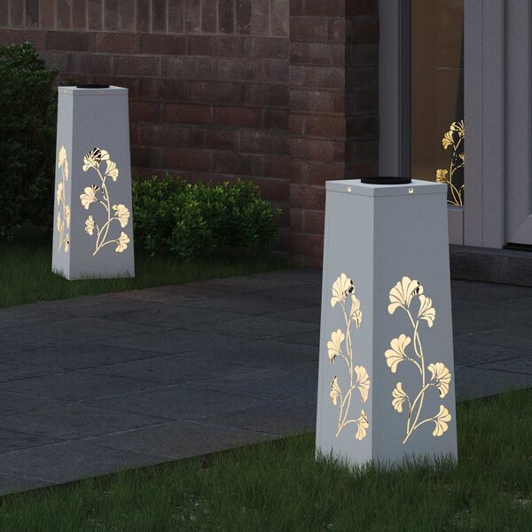 vidaXL Faro LED solare per sentieri 2 pcs Bianco