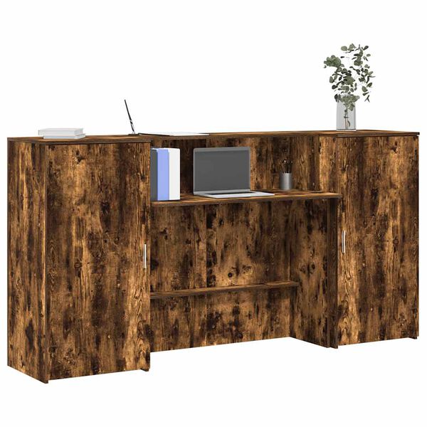 vidaXL Banco Reception Rovere Fumo 200x50x103,5cm in Legno Multistrato
