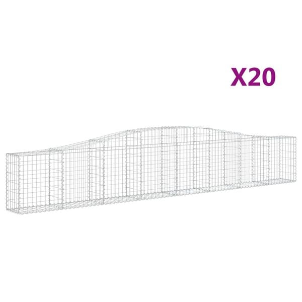 vidaXL Cesti Gabbioni ad Arco 20 pz 400x30x60/80 cm Ferro Zincato