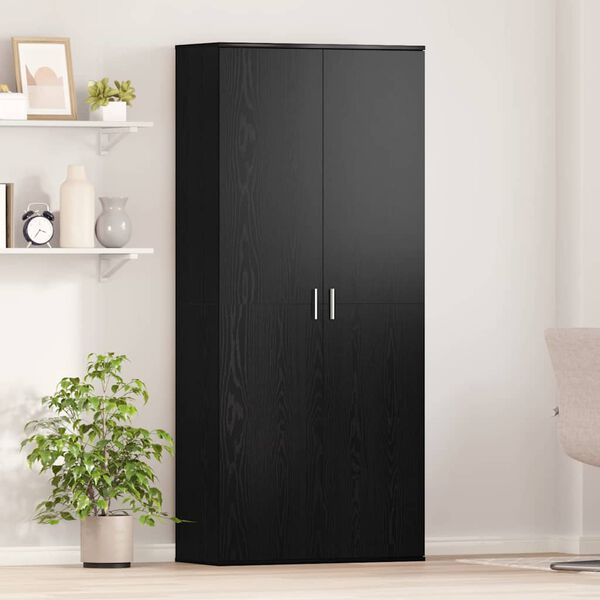 vidaXL Highboard Rovere nero 80 x 35 x 180 cm Legno multistrato