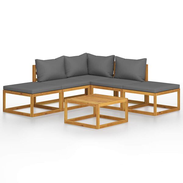 vidaXL Set Divani Giardino 6 pz con Cuscini Legno Massello di Acacia