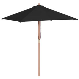 vidaXL Ombrellone da Giardino con Palo in Legno 150x200 cm Nero