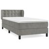 vidaXL Giroletto a Molle con Materasso Grigio Chiaro 80x200 cm Velluto
