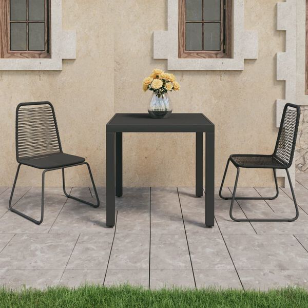 vidaXL Set da Pranzo da Giardino 3 pz in Rattan PVC Nero