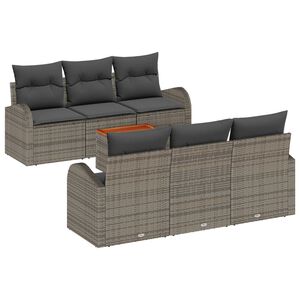 vidaXL Set Divano da Giardino con cuscino 7 pcs Grigio polyrattan
