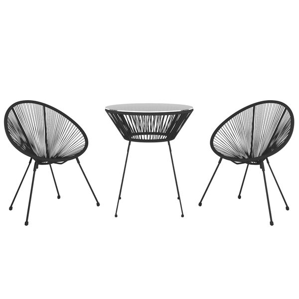 vidaXL Set da Pranzo per Giardino 3 pz Nero