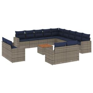 vidaXL Set Divani da Giardino 14pz con Cuscini in Polyrattan Grigio