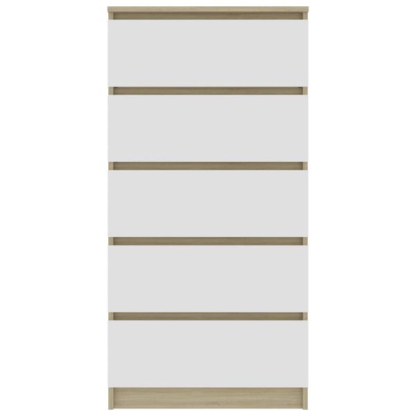 vidaXL Credenza Cassetti Bianco Rovere Sonoma 60x35x121 cm Multistrato