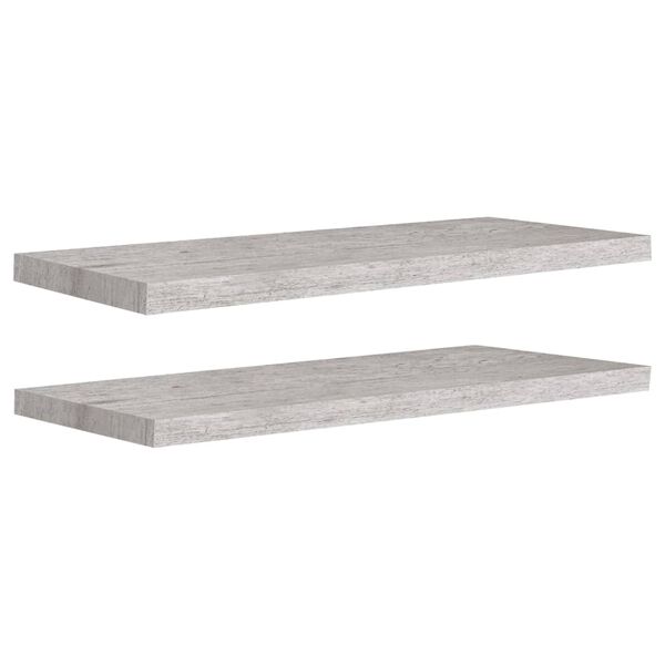 vidaXL Scaffali a Parete 2 pz Grigio Cemento 80x23,5x3,8 cm in MDF