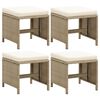vidaXL Sgabelli da Giardino 4 pz con Cuscini in Polyrattan Beige